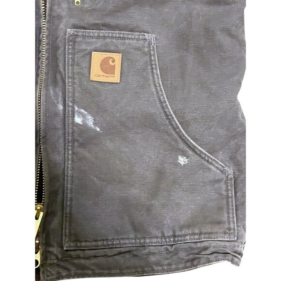 Carhartt Jacket M Coat Sherpa Duck Canvas Chore Distress Fade Paint Rare C61 GVL - Picture 7 of 16